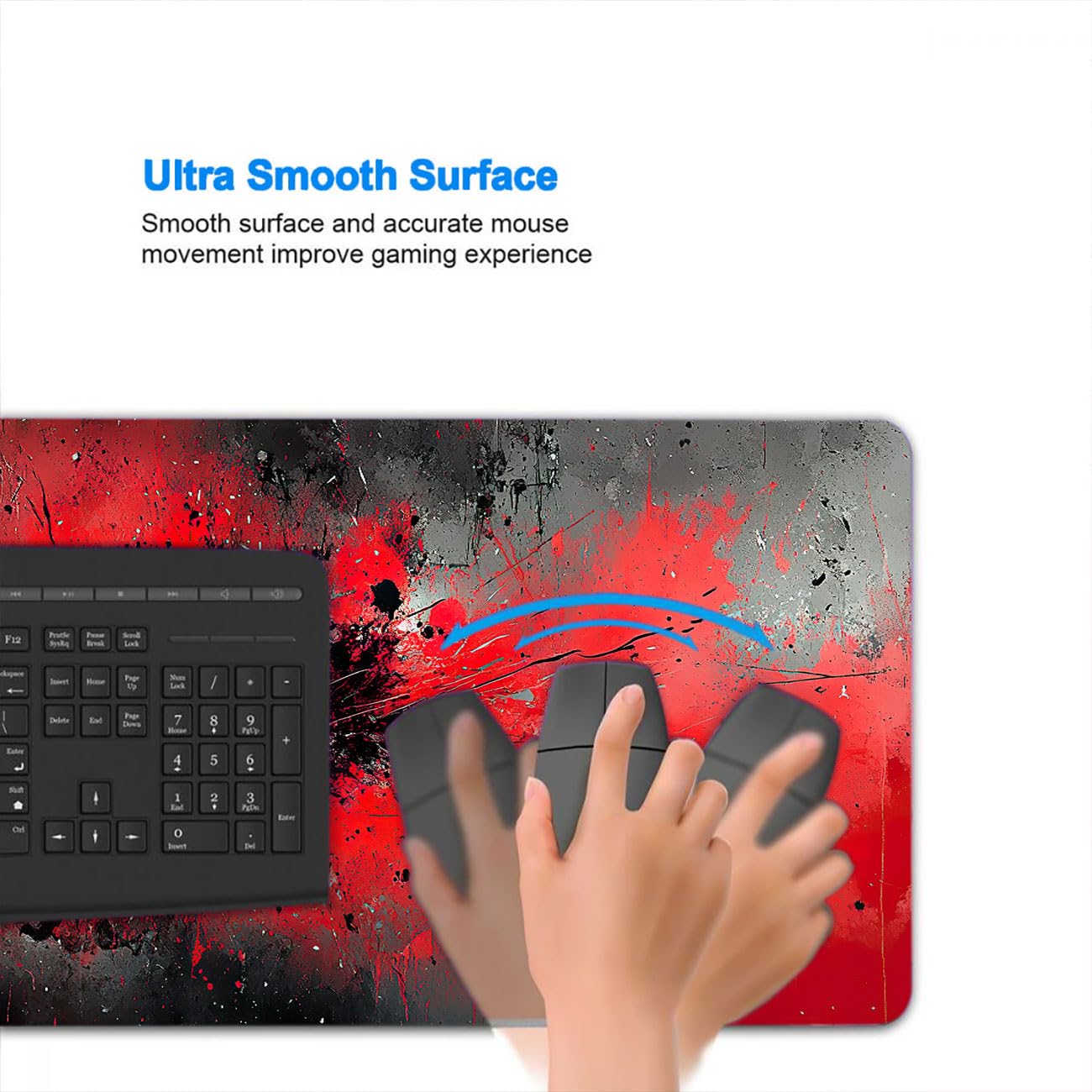 Alfombrilla de ratón grande con diseño de graffiti, color rojo y negro, tamaño XL, alfombrilla de mouse grande extendida para teclado para laptop, alfombrilla de escritorio para juegos, alfombrilla de