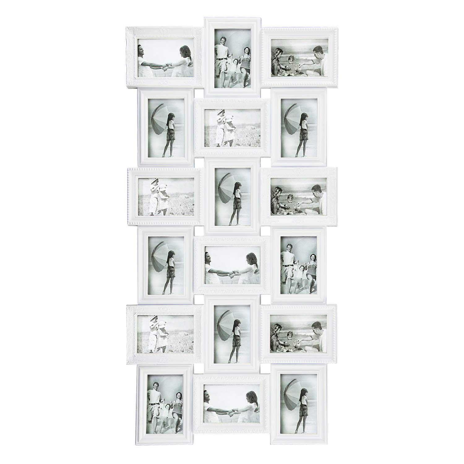 HELLO LAURAPhoto Frame Picture Frame 18 Piece Gallery Collection Classic Style Wall Hanging Decor Set, 6x4 inch White Card Board Display Frames