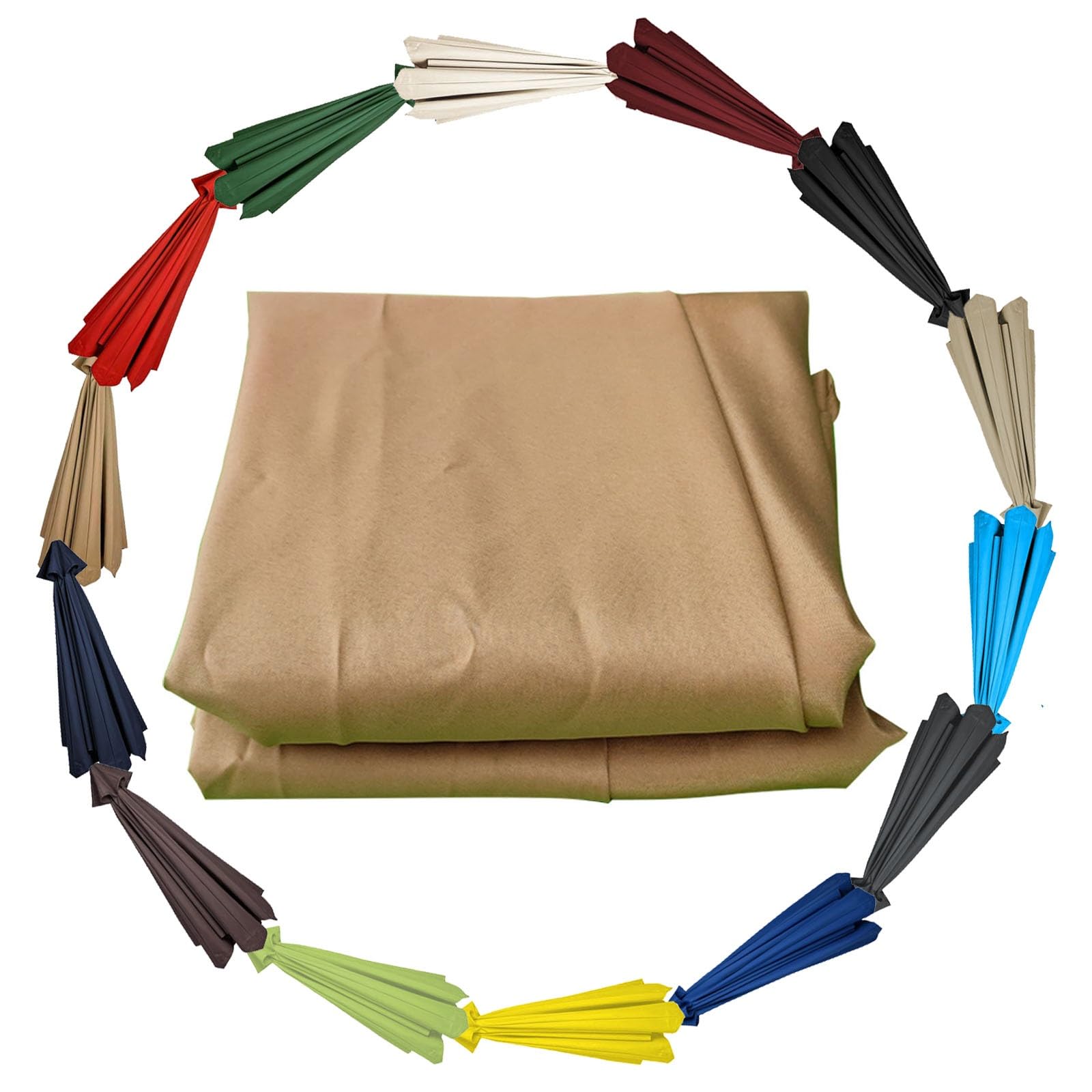GZDXBF Umbrella Cloth Replacement - 200cm 270cm 300cm+6 Arms/8 Arms - Umbrella Fabric Canopy Cover, Market Table Umbrella Canopy, Anti-Ultraviolet(Color:Khaki,Size:6 ribs-2m(6.5ft)) — image 1