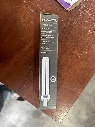 Miniatura 9 de Circle Paquete de 4 bombillas CFL de doble tubo en forma de U de 13 W, sustituye a la base Philips y Sylvania GX23, fluorescente compacta Blanco