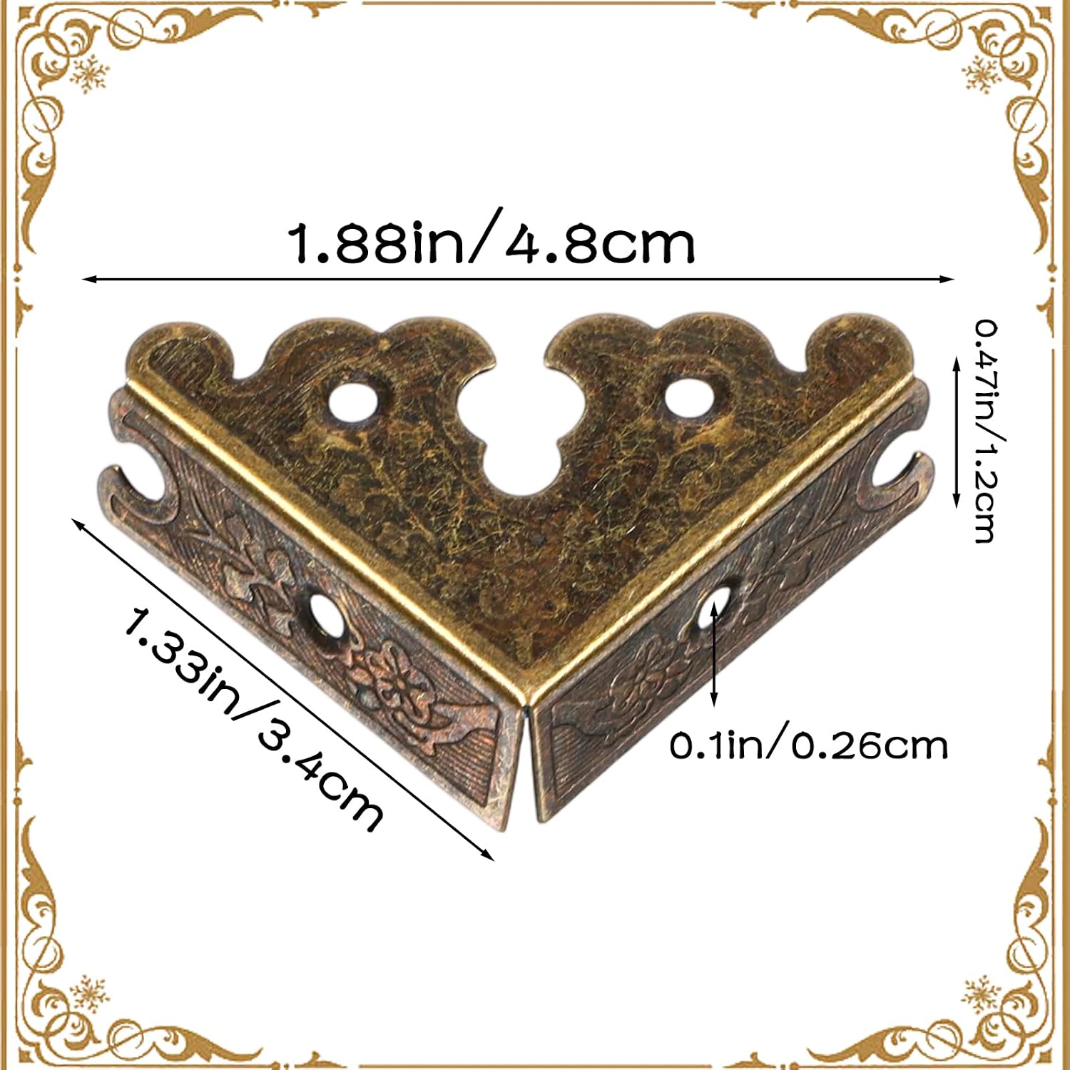 Mabor Metal Corner Protector, 8 Pcs Antique Bronze Decorative Brackets image 2