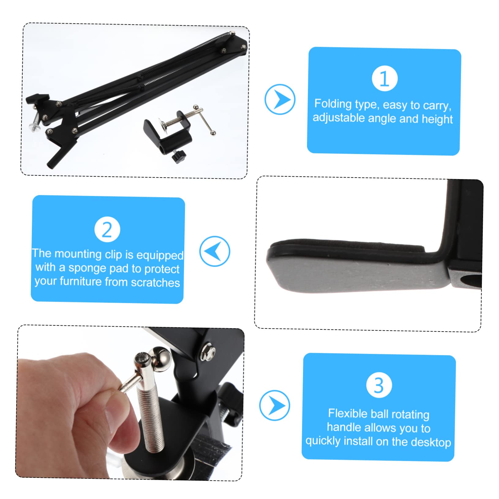 Soporte Negro Cámara Brazo para Articulado de Web Escritorio