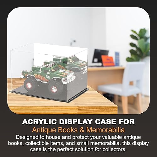 Vista 144 de Better Display Cases Versátil vitrina de acrílico transparente - Caja rectangular grande con base blanca 18" x 12" x 3" (BK09)