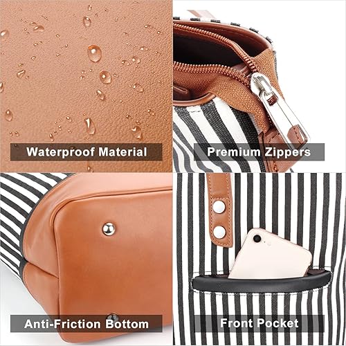 Miniatura 7 de Bolsa de mano para portátil para mujer bolsa de lona grande para mujer bolsa de trabajo impermeable para computadora portátil de 156 pulgadas Negro,