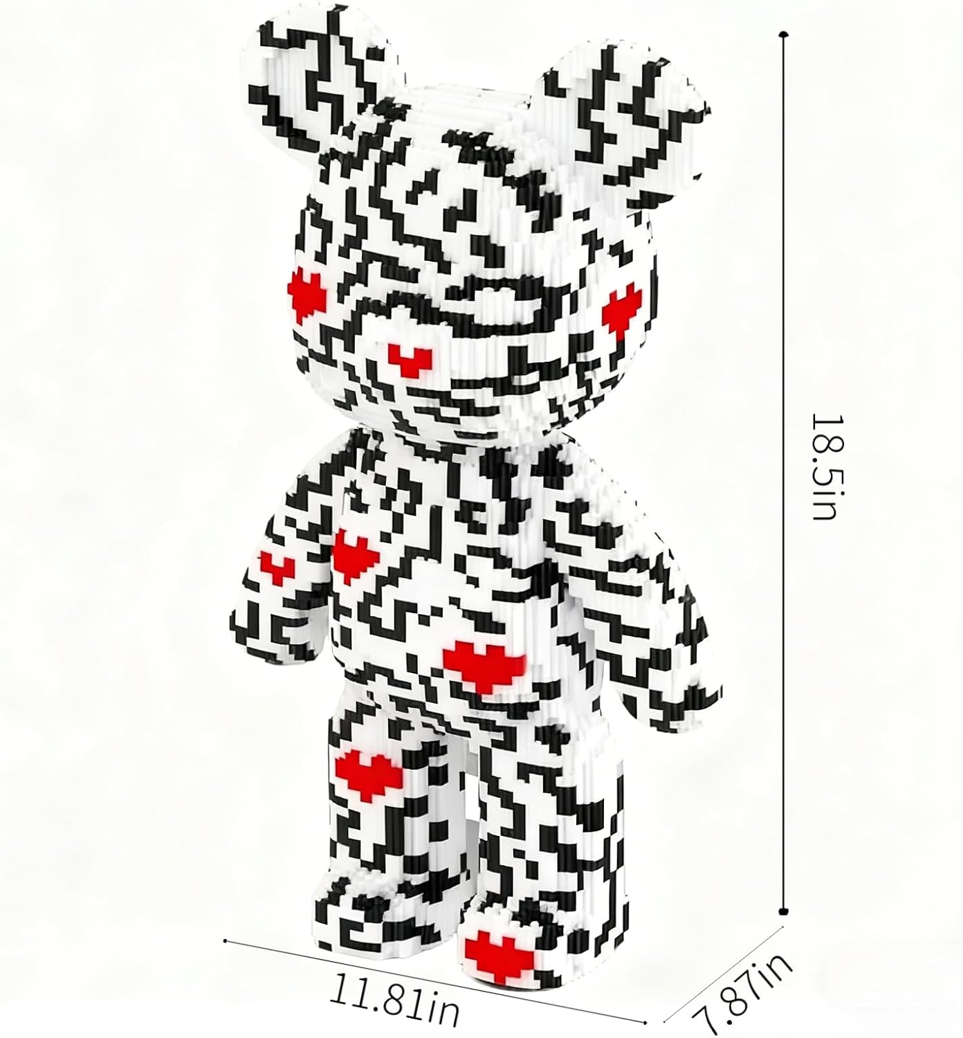 Animal Love Heart Bear Building Blocks Set, Abstract Art Teddy Bear Micro Building Blocks, DIY Trendy Ornaments，Gifts Suitable for Adults