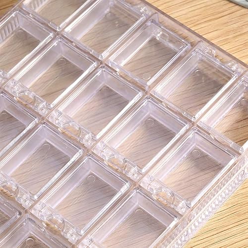 Miniatura 6 de Caja de almacenamiento de uñas moderna, 20 compartimentos, acrílico transparente, aprox. 4.9 x 5.7 x 0.6 in / 4,9 x 5,7 x 0,6 pulgadas, ligera y no