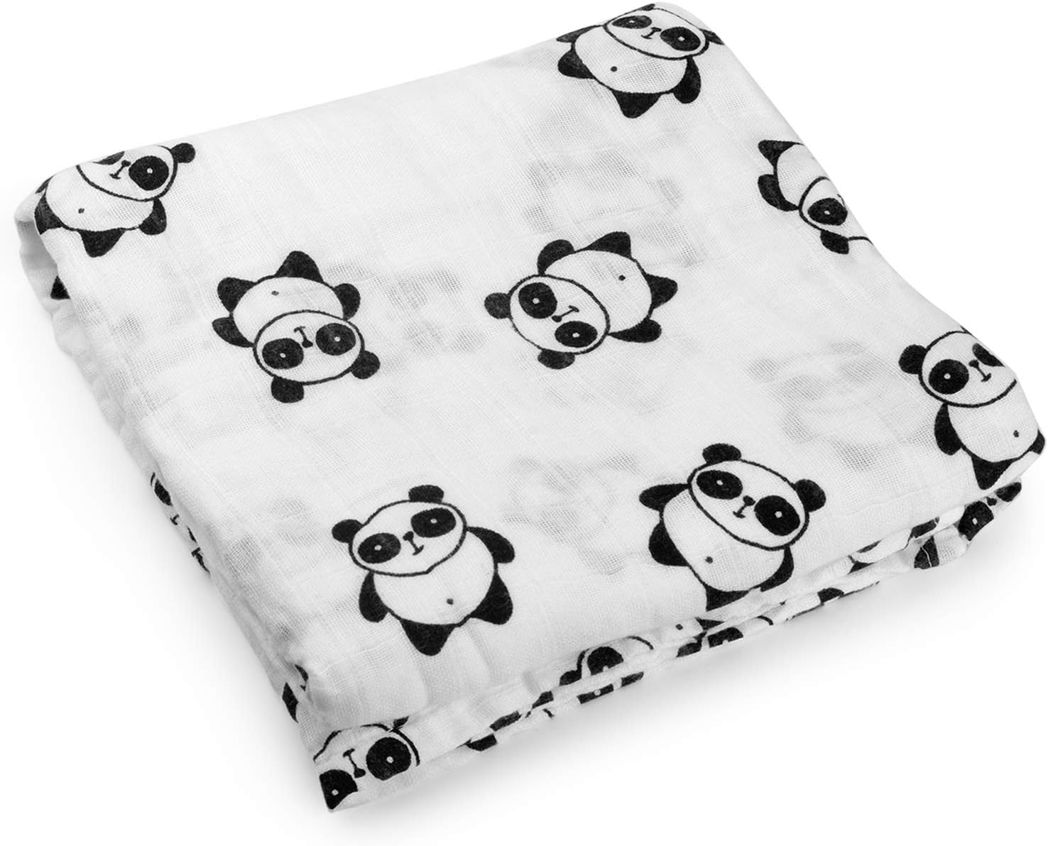 Kyapoo Muslin Swaddle Blankets 100% Cotton, Soft and Breathable,Panda, Large 47’’ X 47’’, 1 Pack