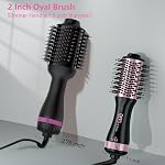 DAN Technology Brosse sèche-cheveux double tension, 110V-240V Brosse de sécheuse de voyage, 4 en 1 Brosse à sécheuse et vaporisateur de style
