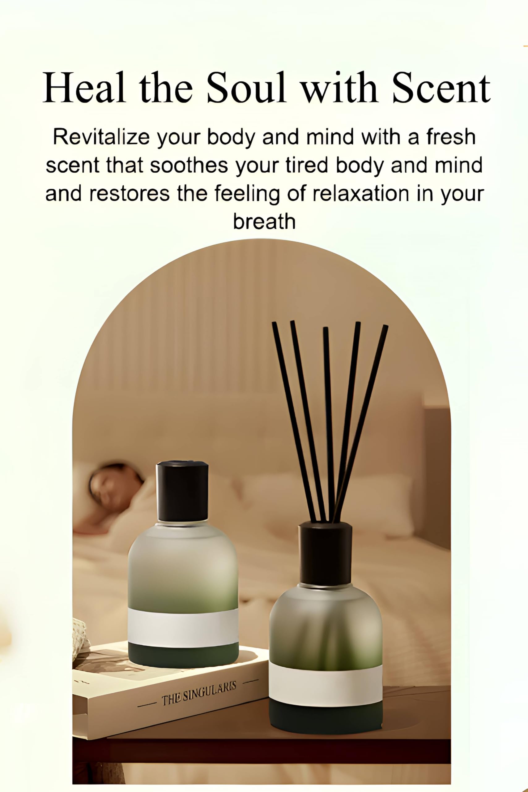 Schilf Duftspender, 120 ml, langlebiger Raumduft Diffuser für Schlafzimmer, Badezimmer, Büro mit 5 Schilf, Lufterfrischer Spa Entspannung, Aromatherapie, Geschenk