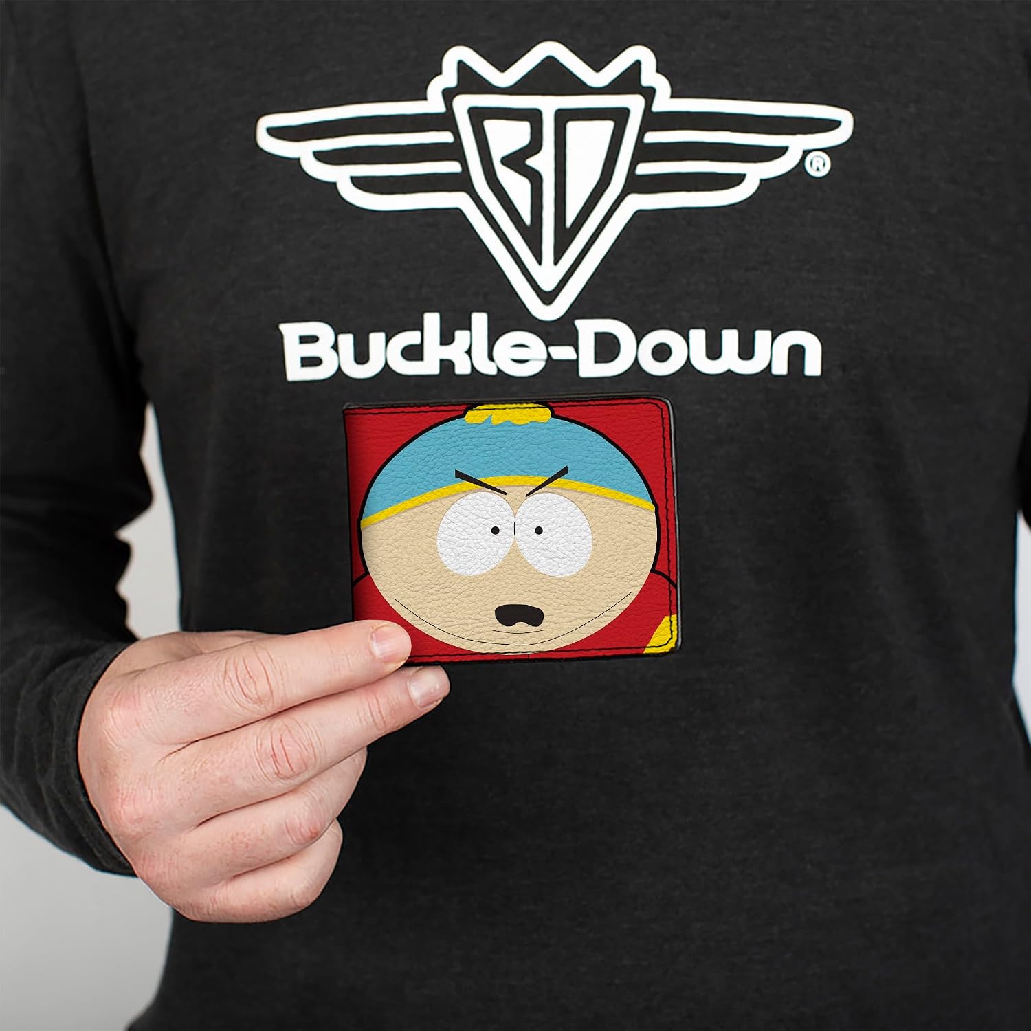 Buckle-Down Comedy Central Wallet, Bifold, South Park Cartman Face Character Close Up Red, Vegan Leather