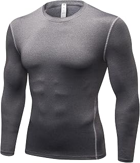 Yimutian Men's Cool Dry Compression Base Layer top Long Sleeve, Sports Training Tops Breathable for Running Gym Fitness Workout