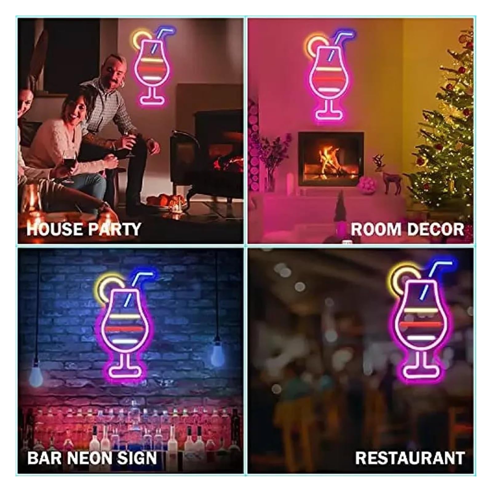 Wiszące neony artystyczne Koktajl Neon Sign Wall Decor USB Dimmer For Bar Party Man Cave Shop Business Window Display Decoration 20.5х37.5cm