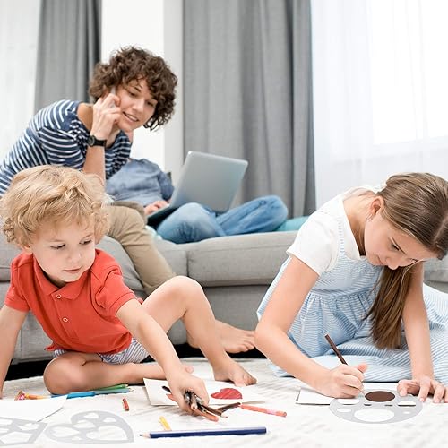 Miniatura 7 de Juego de 12 plantillas de tiza, plantillas de plástico para acera, plantilla de dibujo, plantillas geométricas con forma para artes y manualidades