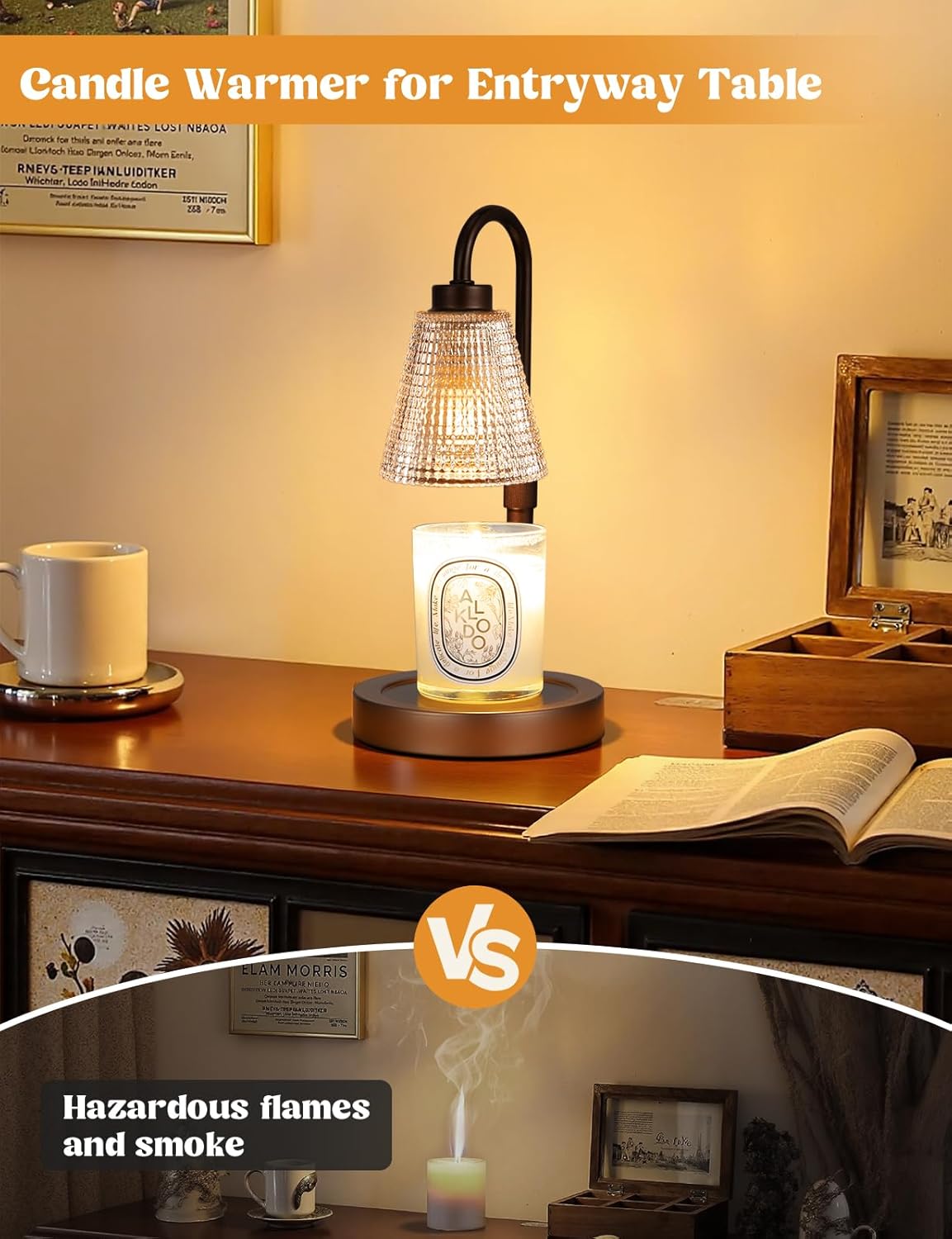 Big Brown Candle Warmer Lamp with Timer, Dimmable Candle Warmer for Home Decor, Height Adjustable Candle Lamp for Jar Candles, Birthday Gifts for Women Mom, House Warming Gifts New Home thumbnail