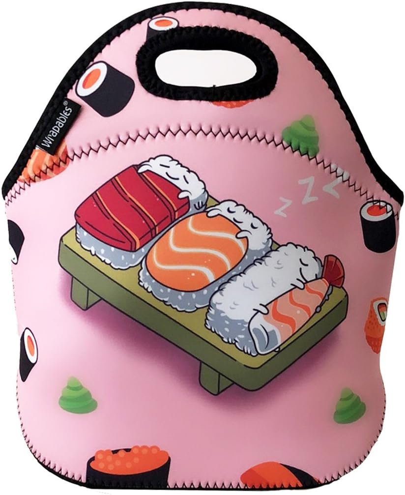 allydrew(Sushi) - Insulated Neoprene Lunch Bag Zipper Lunch Box Tote Baby Bottle Bag, Sushi