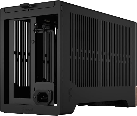 Fractal Design Terra Graphite - Wood Walnut Front Panel - Small Form Factor - Mini ITX Game Case - PCIe 4.0 Riser Cable - USB Type-C - Anodized Aluminum Panel