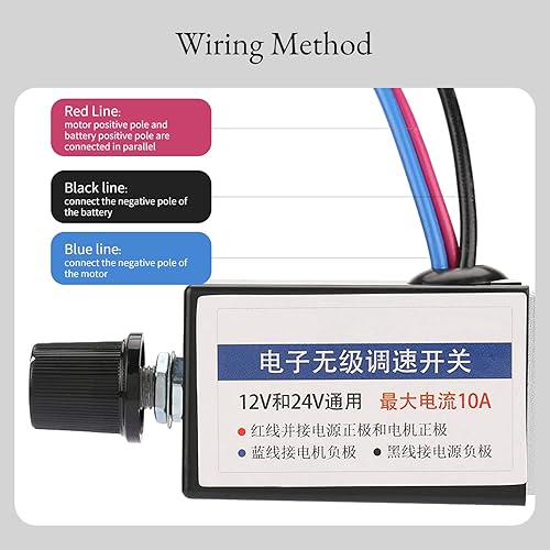 Miniatura 4 de Universal DC 12V24V Controlador de velocidad del motor, regulador de velocidad del motor, interruptor del gobernador del motor, mejor disipación de