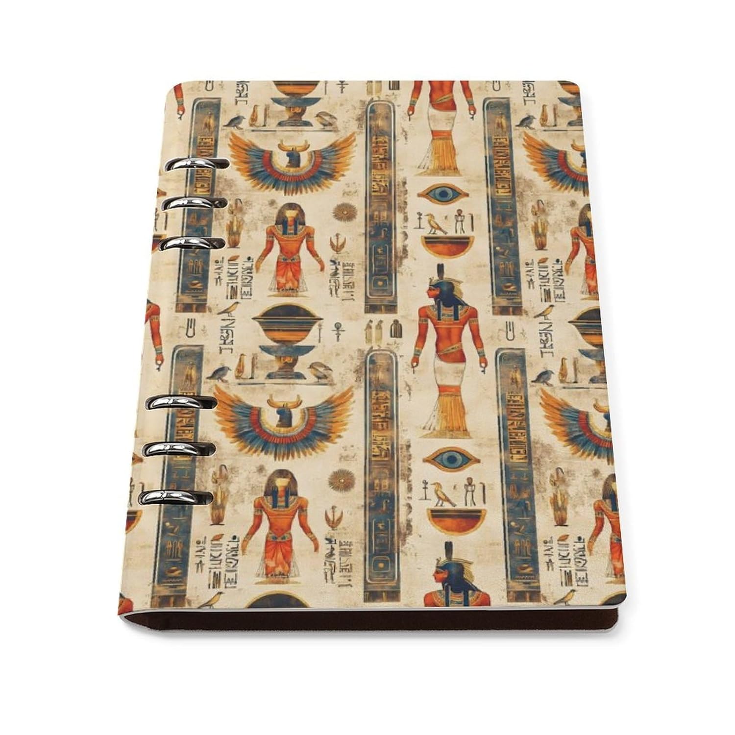 GVYGVY College Ruled Notebooks for School - Retro Egypt Pattern Print Pu Leather Travel A5 Lined Book Journal for Women Men, 90 Pages, Hardcover Refillable Notebook Paper for Writing Business
