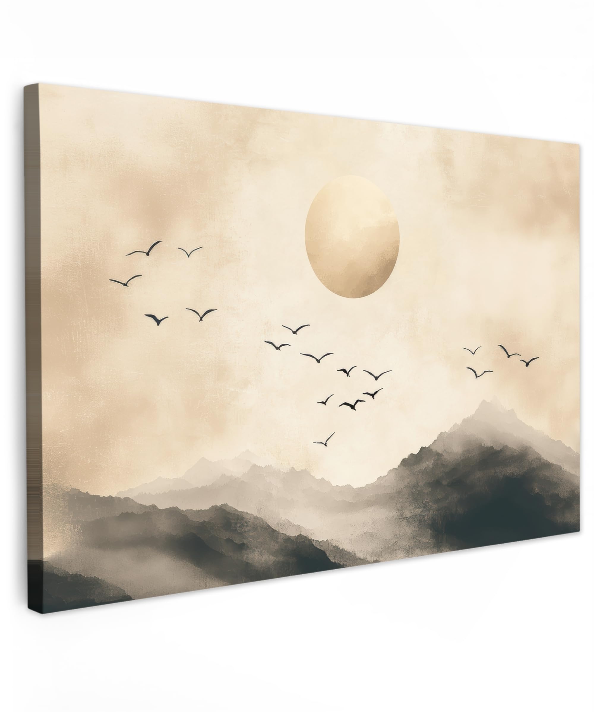 MuchoWow© Canvas Wall Art 24"x16" / 60x40 cm Home Decor Paintings for Living Room Decorations Gifts Hallway Landscape - Japandi - Bird — image 1