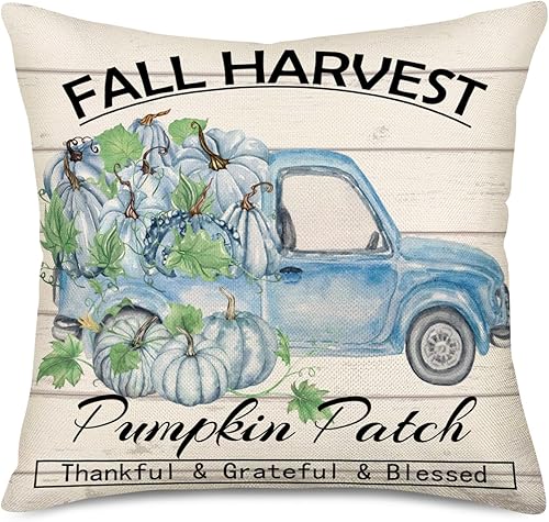 Funda de almohada de calabaza de 22 x 22 pulgadas, fundas de almohada decorativas de otoño, fundas de almohada modernas de granja, decoración del