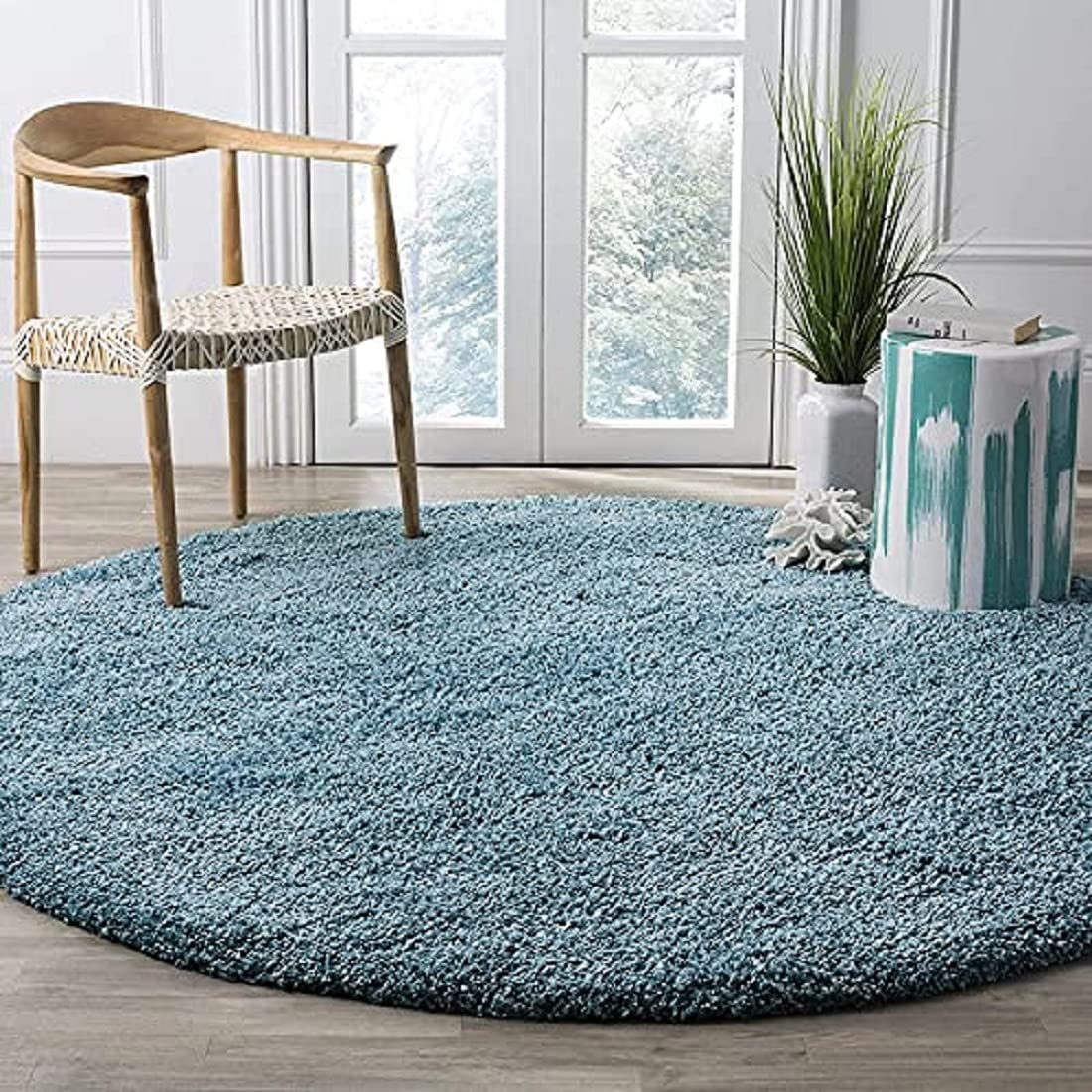 Kashish Rugs Solid Shag Collection Modern Area Rug Living Room Bedroom Dining Room (Turquoise, 5 x 5 Feet Round) (B094GHM5ZG) Amazon Price History, Amazon Price Tracker