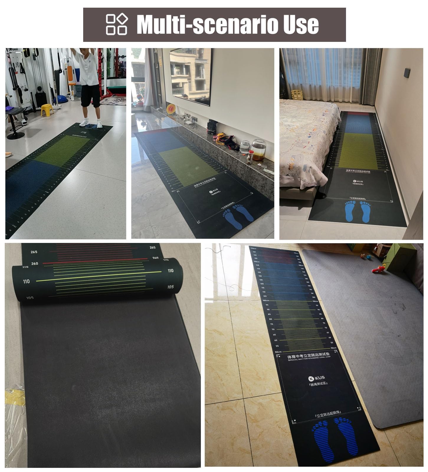 Tapete para Salto de Longitud, Alfombra para Entrenamiento de Salto de Longitud, tapete para Cuerda de Saltar para Ejercicios de Fitness, Almohadilla de medición para Salto de Long