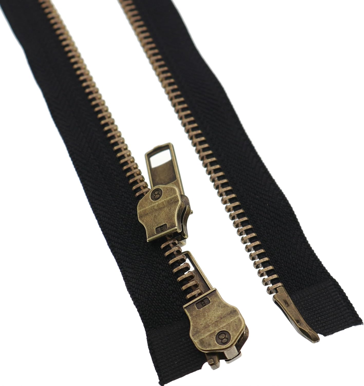 #8 32 Inch Two Way Separating Zipper,Heavy Duty Metal Zippers, Antique Brass Zippers for Jackets Coats Crafts YIGUANXIN