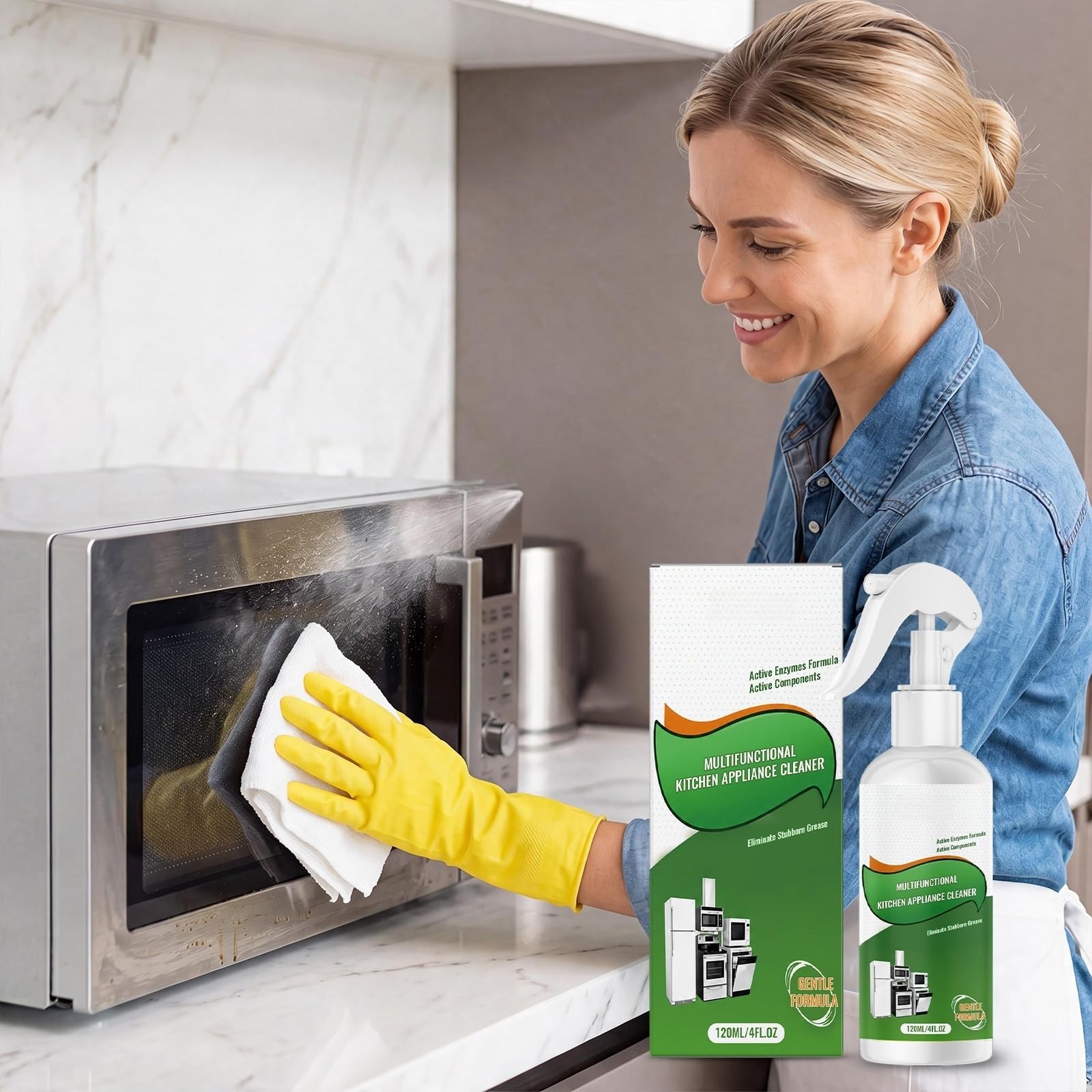 Spray limpiador multifuncional para utensilios de cocina, potente eliminación de manchas de grasa para cocinas de gas y hornos, removedor de aceite altamente eficaz, sin vapores agresivos, versátil (6