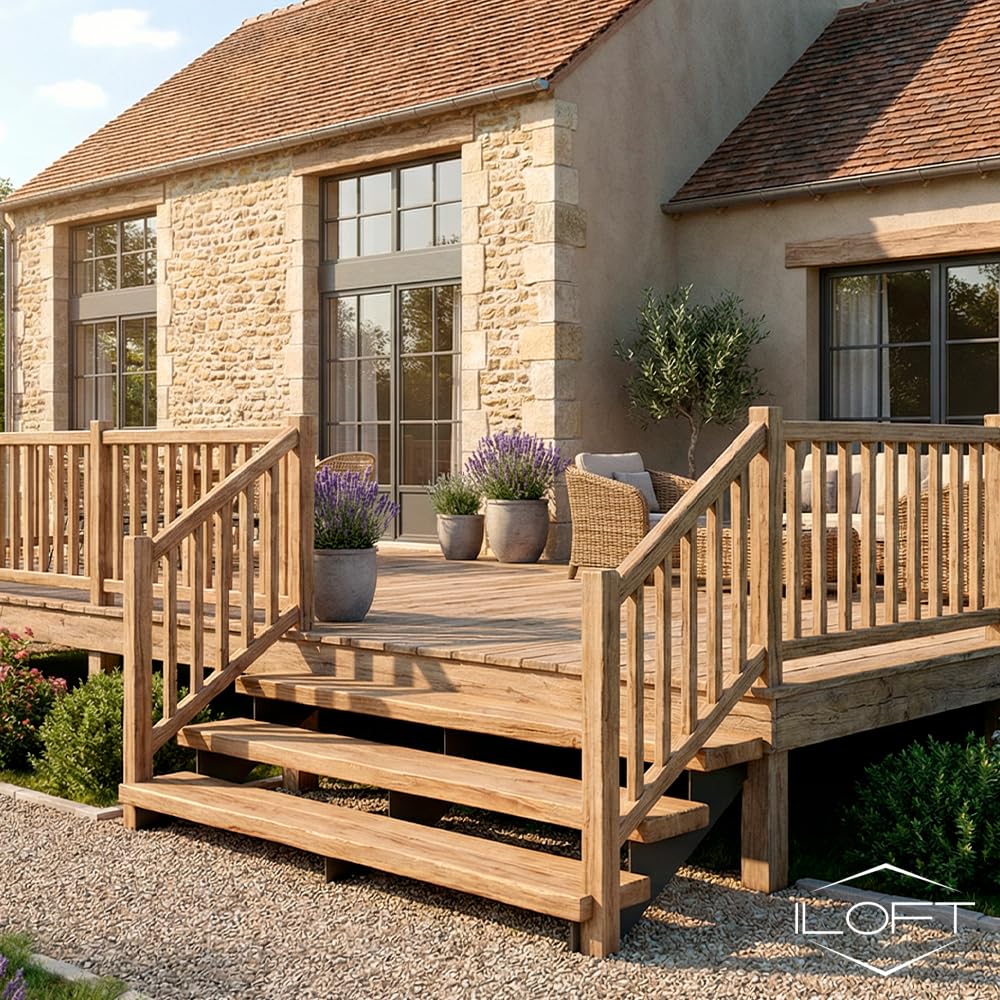 Escalera de 3 peldaños Porty. Estructura metálica para Montaje de Escalera Exterior de Cualquier tamaño para casa o terraza.