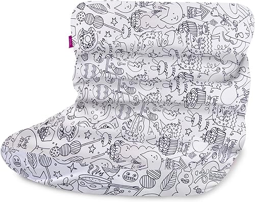 Miniatura 383 de Posh Creations Puf estructurado cómodo para jugar, leer y ver la televisión, Malibu Lounge, tela de lona para colorear, criaturas Criaturas de tela