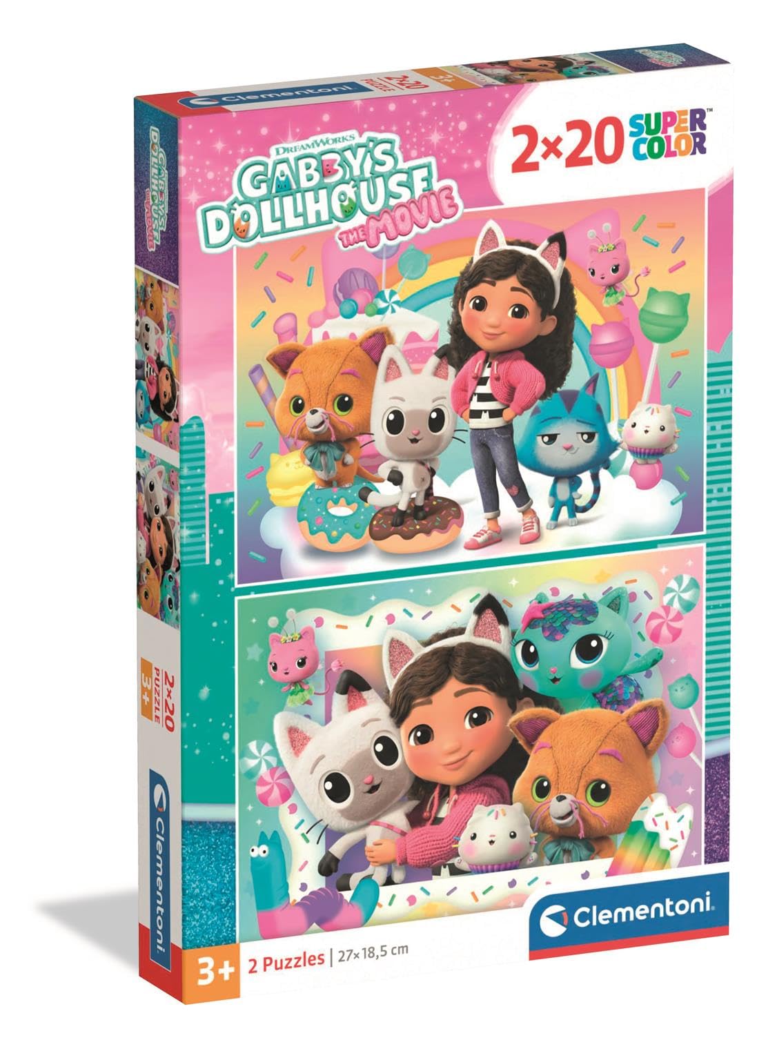 Clementoni Gabby's Dollhouse Kinder Puzzle 2x20 Teile | Puzzle 27 x 19 cm für Kinder ab 3 Jahre - Puzzle von Clementoni 24832
