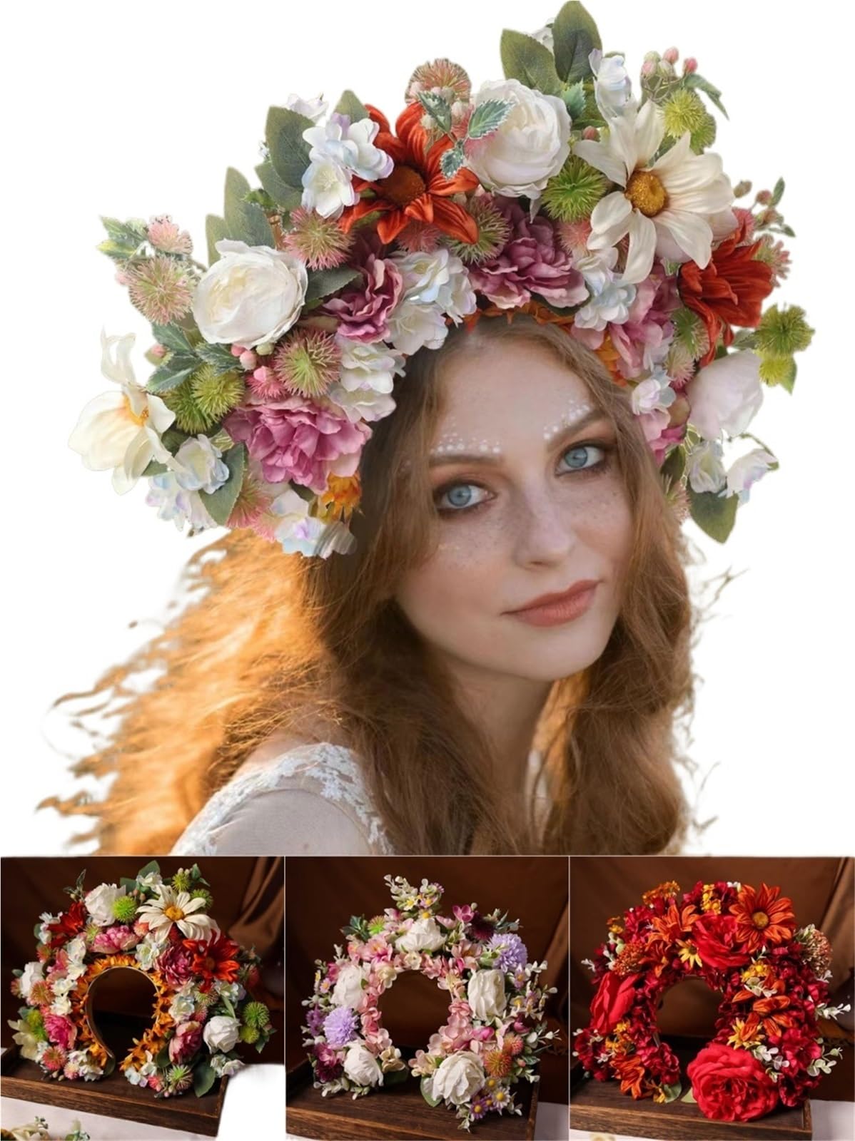 Women Head-Dress Colorful Flower Headband Hair Wreath Wedding Party Costume Headpiece For Bridal Fashion Accessory(14)
