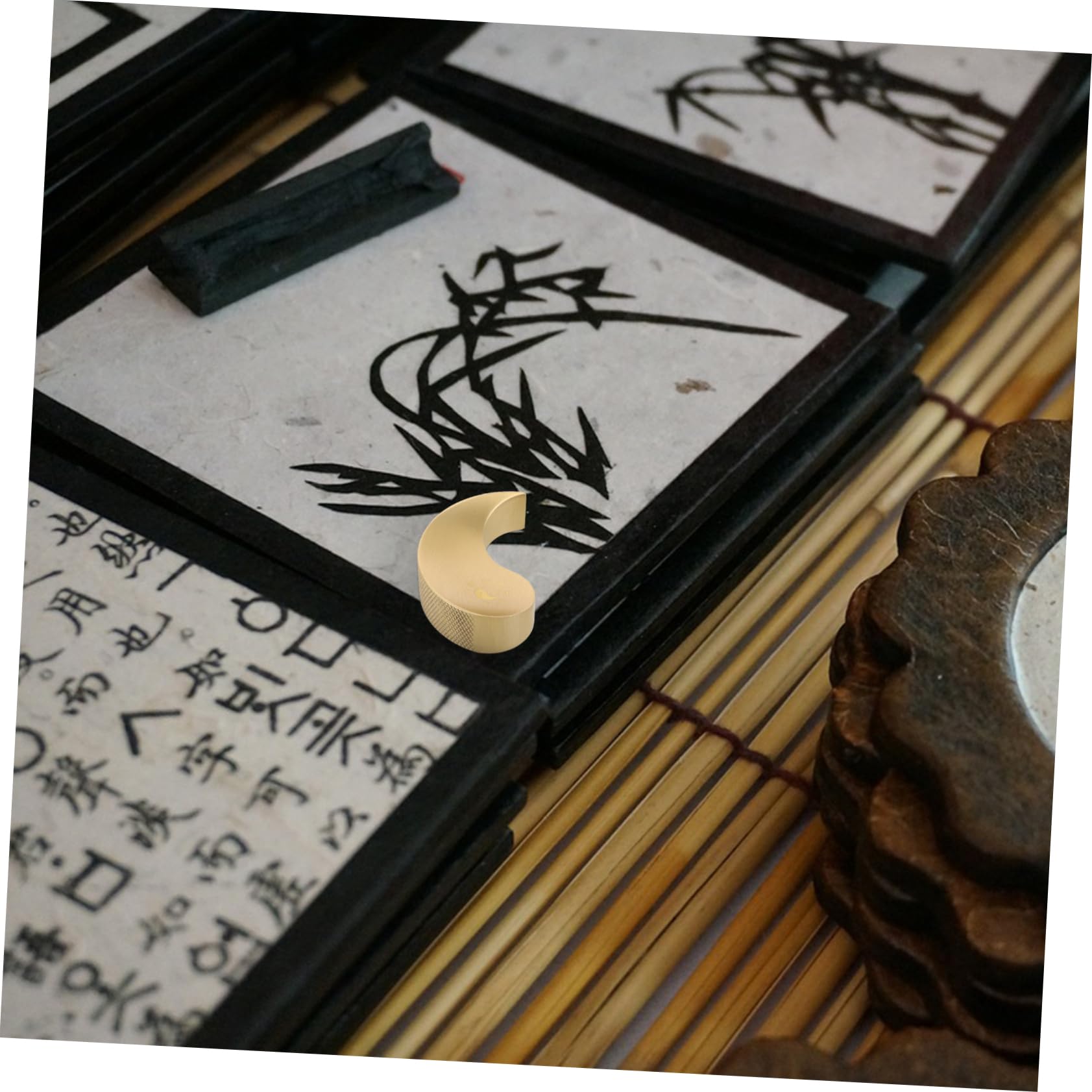5pezzi Brass Paperweight Per Calligrafia Cinese Decorazione Da Scrivania Ottone Massiccio Stile Elegante Accessorio Per Appassionati Di Arte e Letteratura