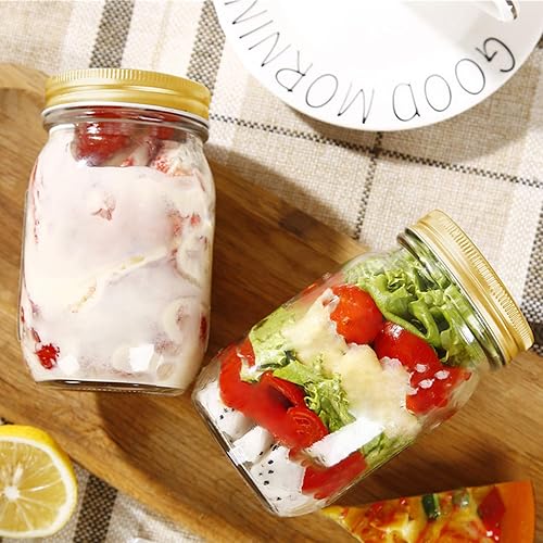 Miniatura 4 de Tarros de vidrio con tapas herméticas, tarros de conservas Encheng de 16 onzas con tapas y bandas, tarros de boca ancha con tapas para recipientes