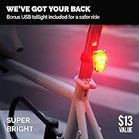 Vista 2 de Luces de bicicleta para conducción nocturna, USB recargable Shark 300 luces LED ultra brillantes para bicicleta delantera y trasera, luz trasera
