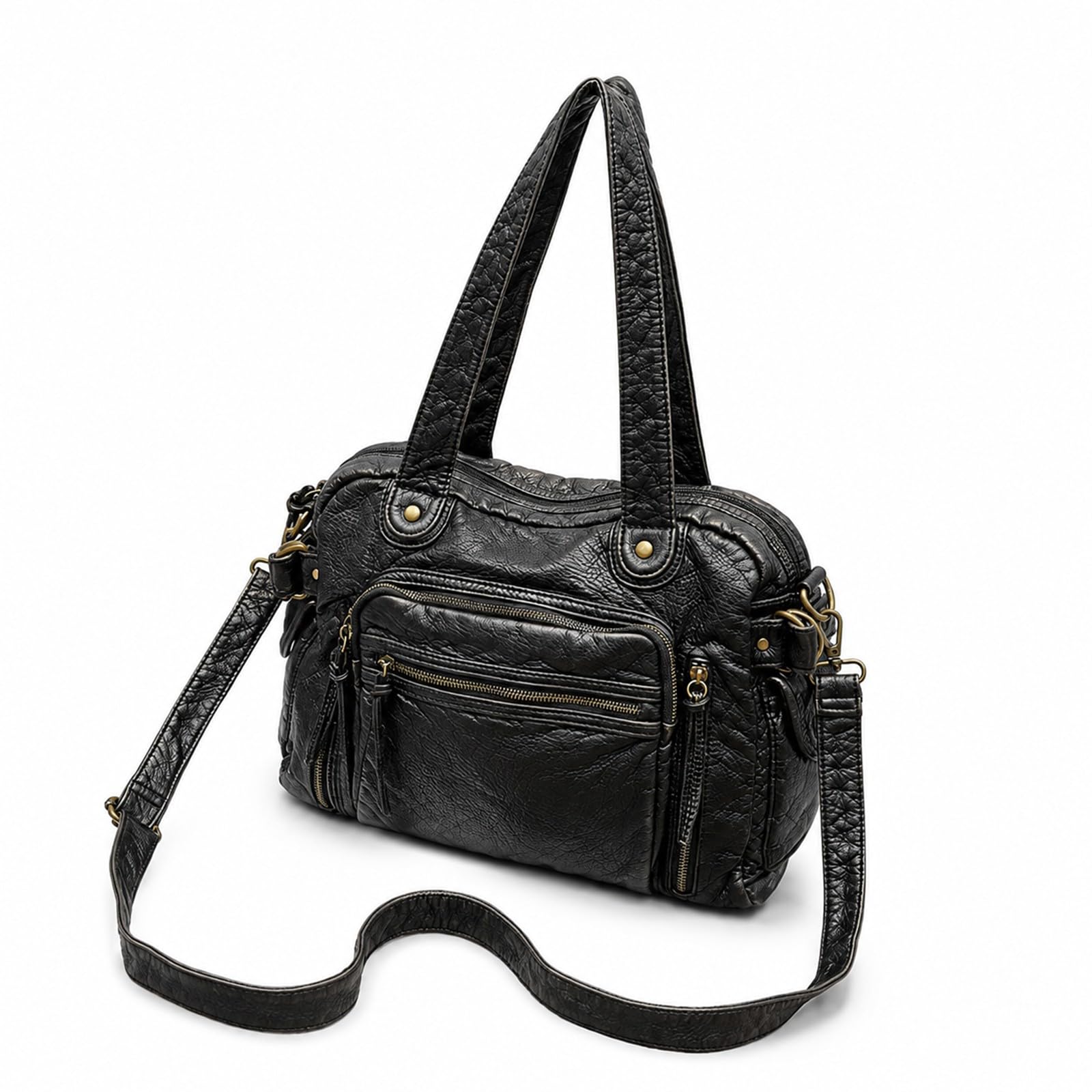 Bolso Mujer Grande, Tote Bag Vintage en Cuero PU, City Bag para Viaje