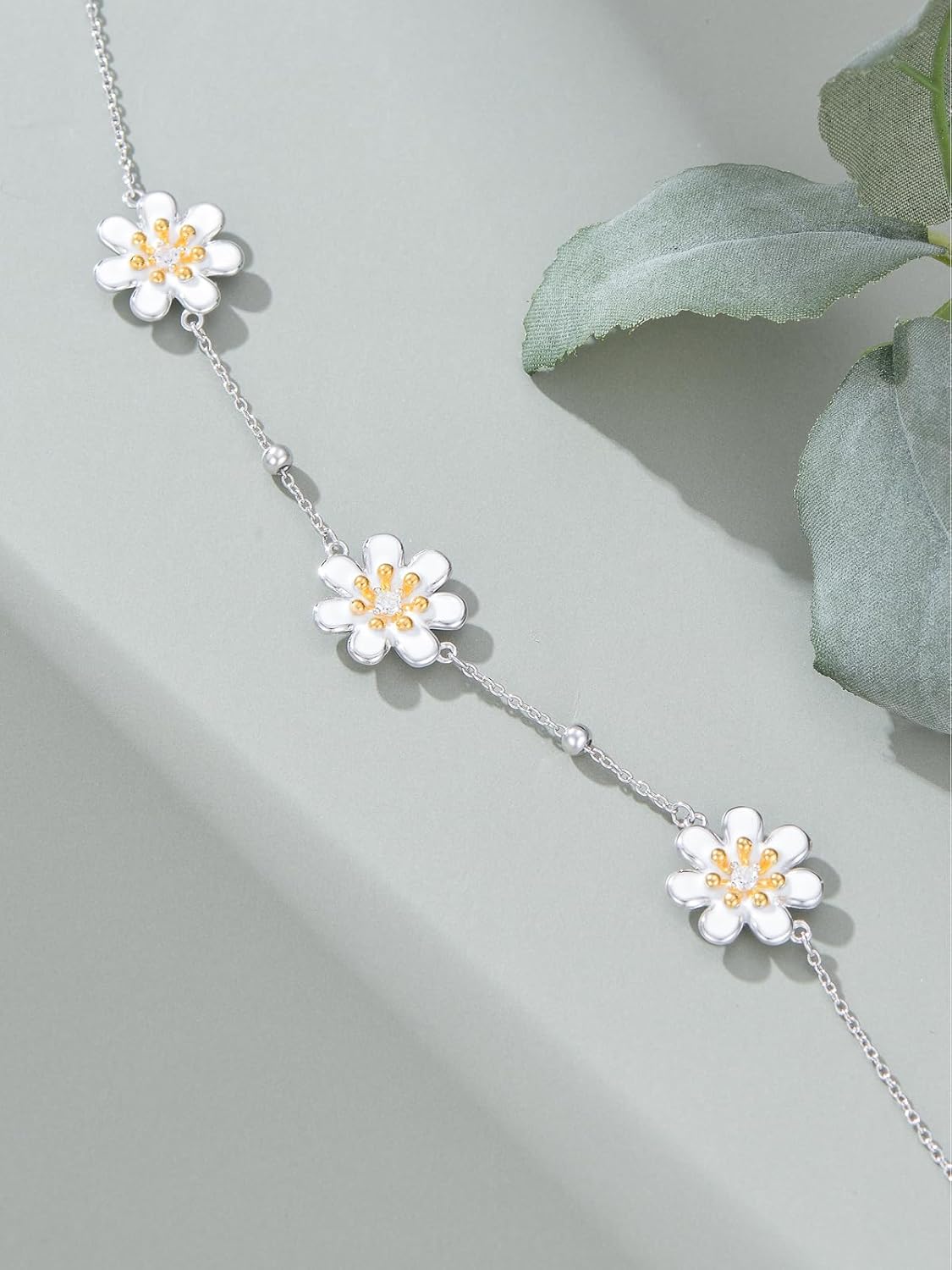 Sunflower Bracelet 925 Sterling Silver Daisy Sunflower Charm Bracelet Sunflower Jewelry for Women - Image 4
