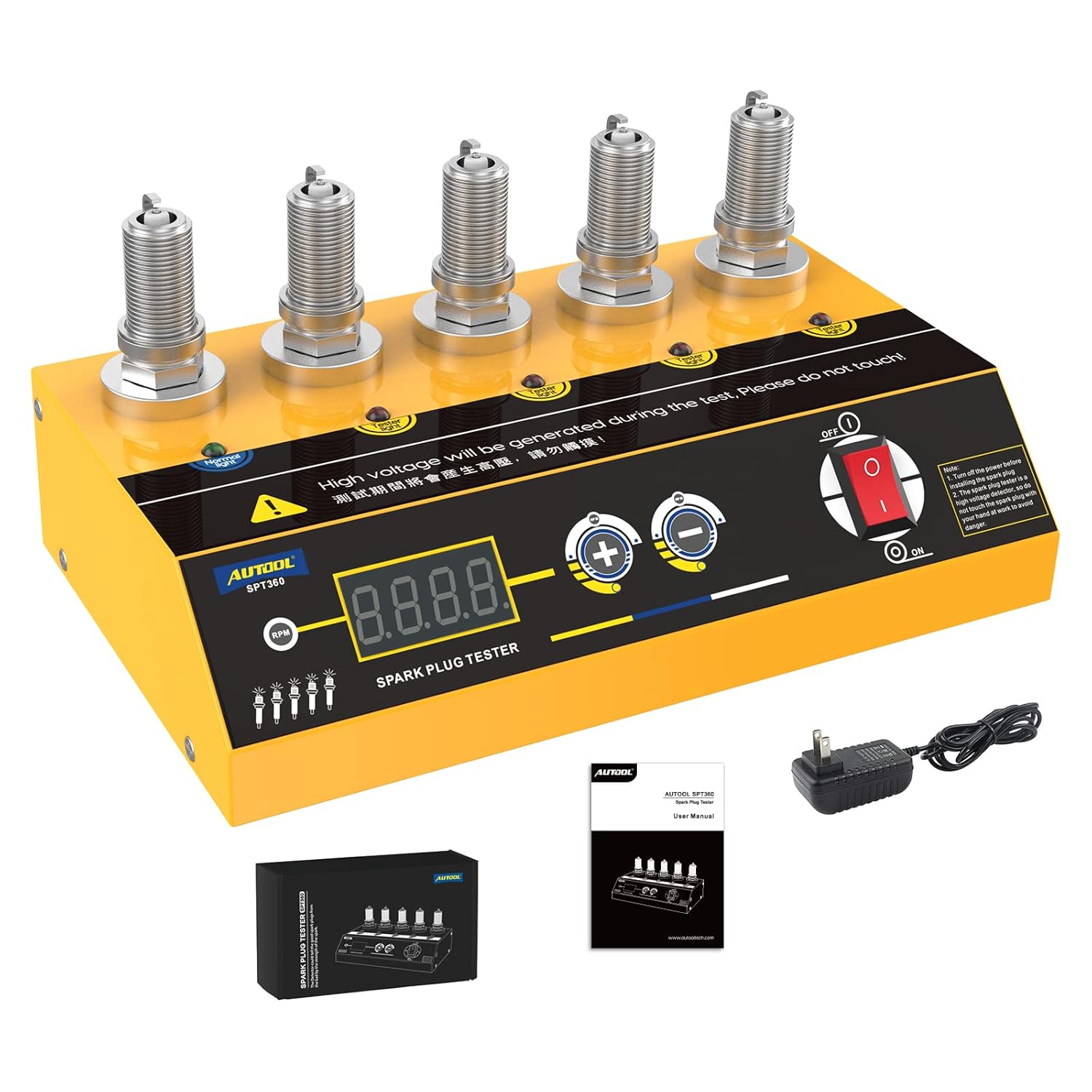 Bougietester SPT101 - 2-gaans detector, ontstekingsanalysator 0-6000 tpm, motorprestatiesimulator, plug & play 110/220 V