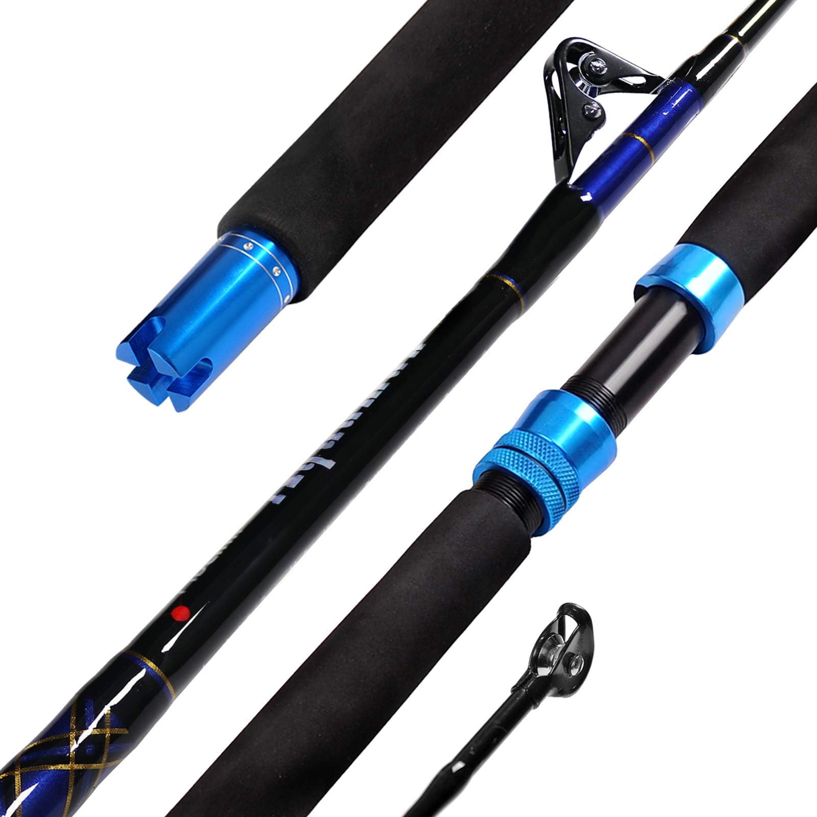 Fiblink 1-Piece Saltwater Offshore Trolling Rod Conventional Boat Rod Carbon Fishing Pole(6 Feet, 30-50 lb/50-80 lb/80-120 lb)