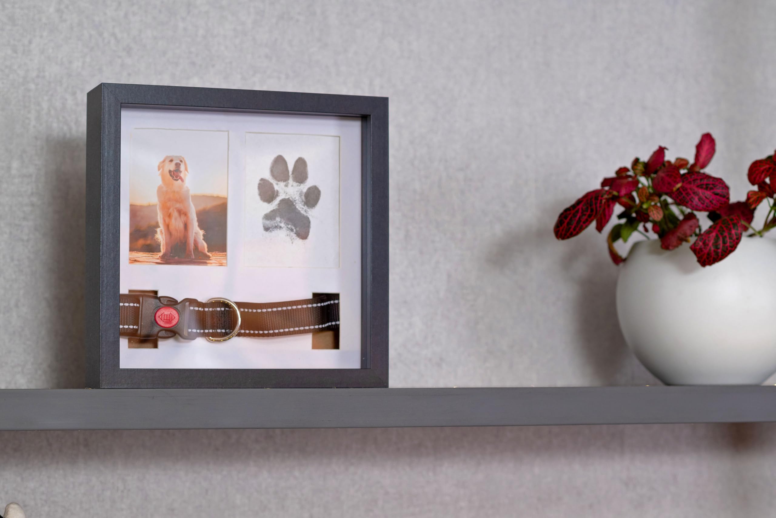 OtterPets Gedenkbilderrahmen für Hunde, 4 anpassbare Felder, 22,9 x 22,9 cm, Pfotenabdruck-Set für Hunde, Gedenkgeschenk bei Hundeverlust, Andenken-Set für Pfotenabdrücke