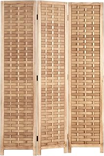 Homestyle4u 2020, Paravent Raumteiler Holz Natur Braun 3 teilig Rattan Trennwand Sichtschutz