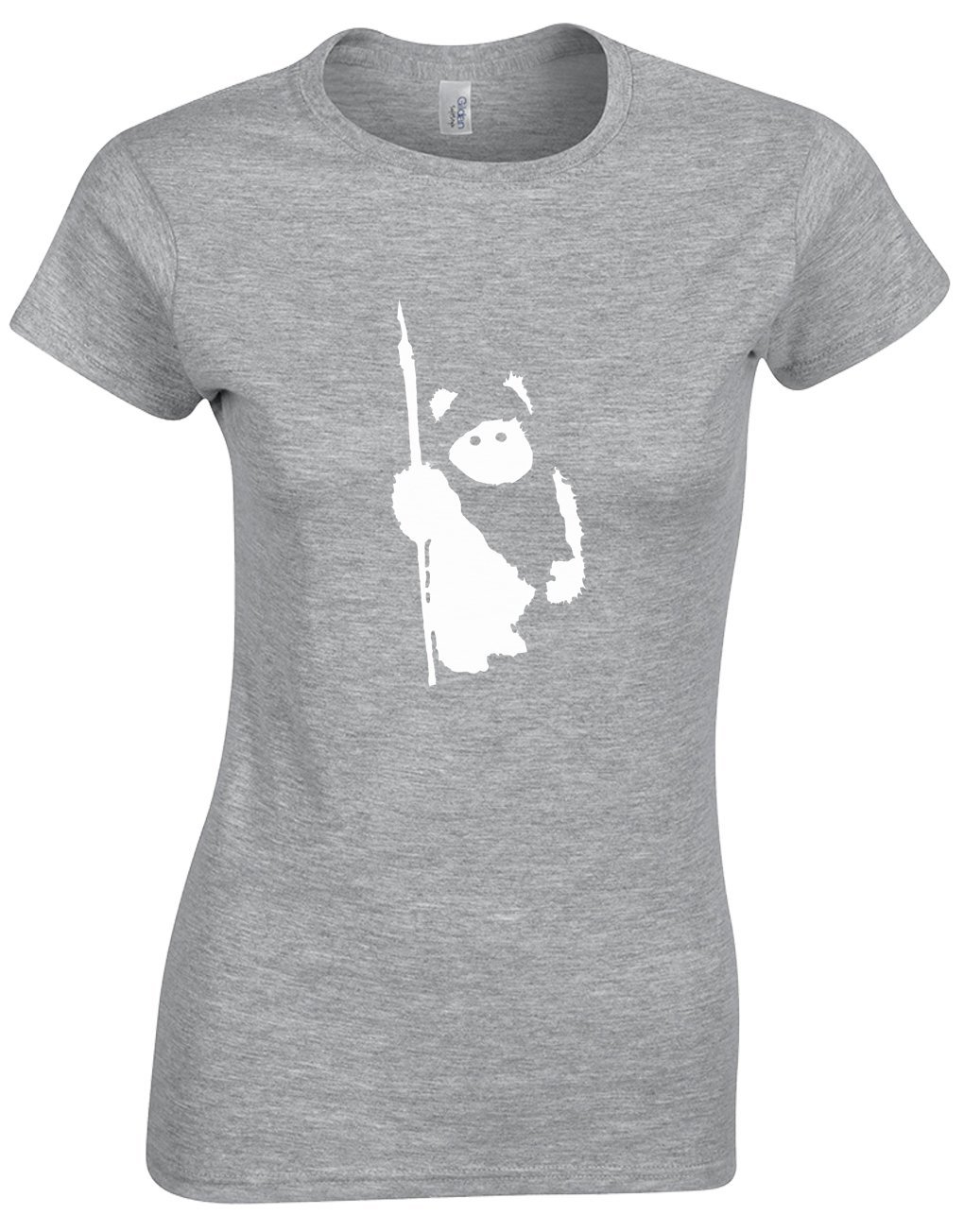Crown Designs Women's Grey Ewok Silhouette Sci Fi Movie Film Inspired Gift For & Teenagers Fitted T-Shirts Tops - /Xxl - 14/16