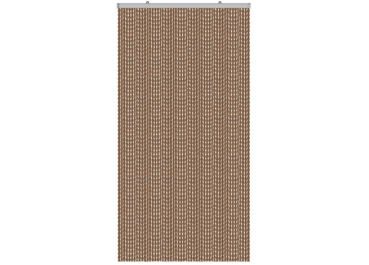 BIANCHERIAWEB Tenda Antimosche a Fili con Pon Pon Pallini Morbidi Misura 120x230 Colore Marrone Pannello Moschiera Antirumore per Porta Finestra, Decorazione e Divisorio per Stanze