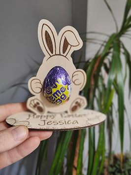 Personalised Easter Egg Holder for chocolate egg Easter Bunny Gift (Without 3D mini Eggs)