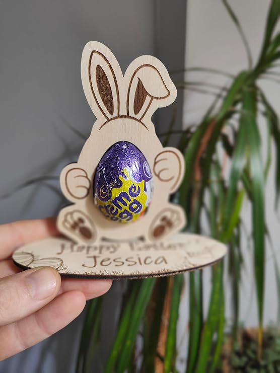 Personalised Easter Egg Holder for chocolate egg Easter Bunny Gift (Without 3D mini Eggs)