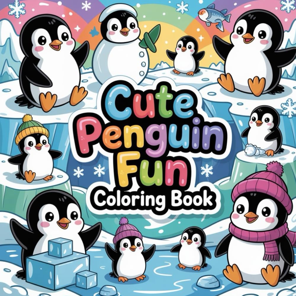Cute Penguin Fun Coloring book: penguin coloring book for adults relaxation focus, cute penguin coloring book for adults relaxation, antarctic penguin ... penguin coloring book for women relaxation