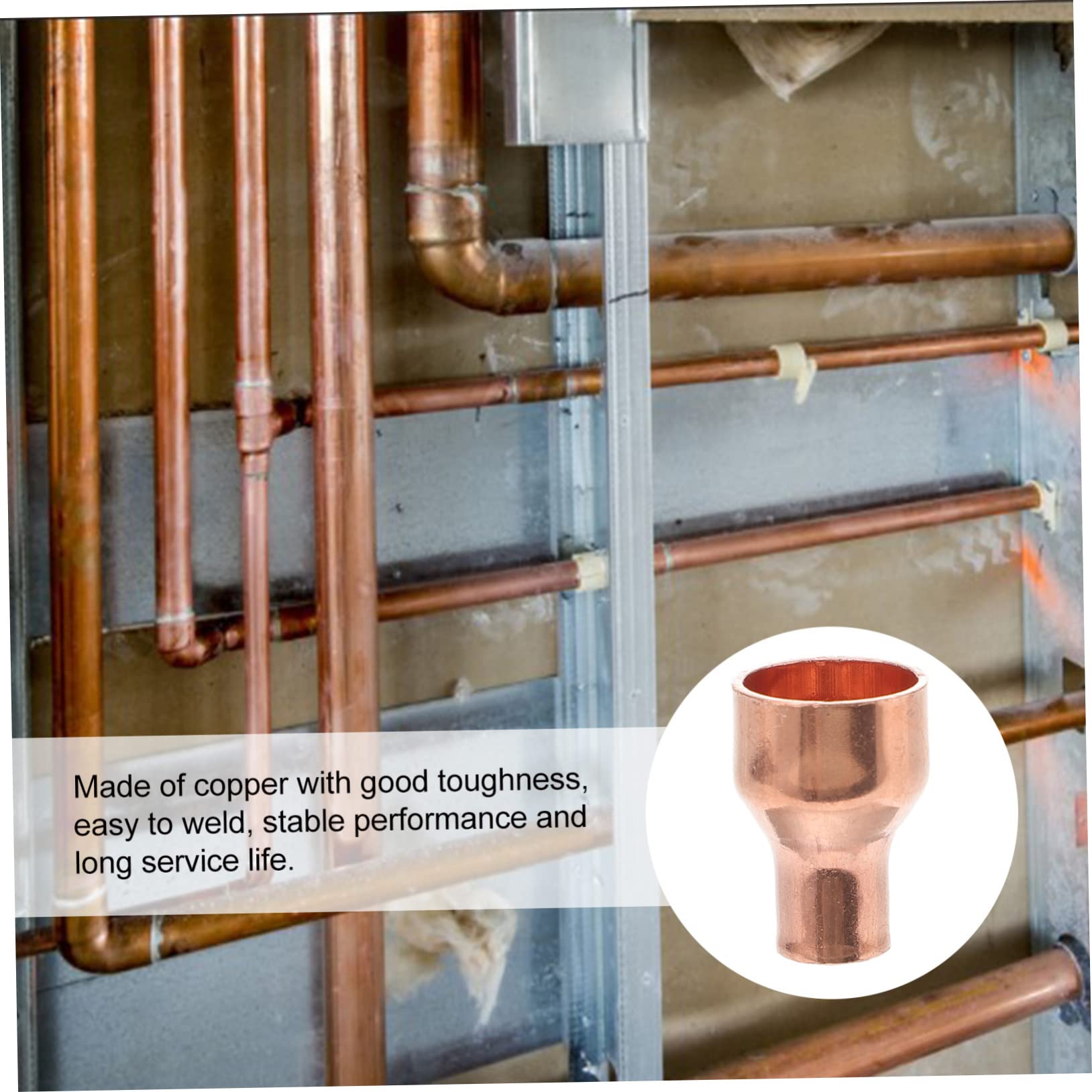 Cabilock 5sets 5pcs Copper Reducing Straight Coupling Connector Copper Welding Fitting for Air Conditioning Plumbing and Water Supply to Easy to Weld 5pcs*5