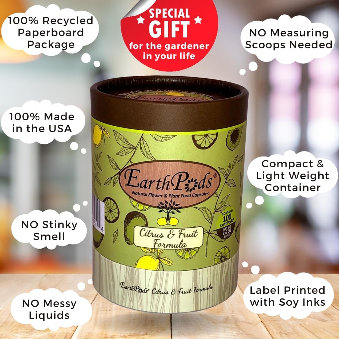 EarthPods® Organic Fruit Tree & Citrus Fertilizer Spikes – 100 Plant Food Capsules - Made in USA