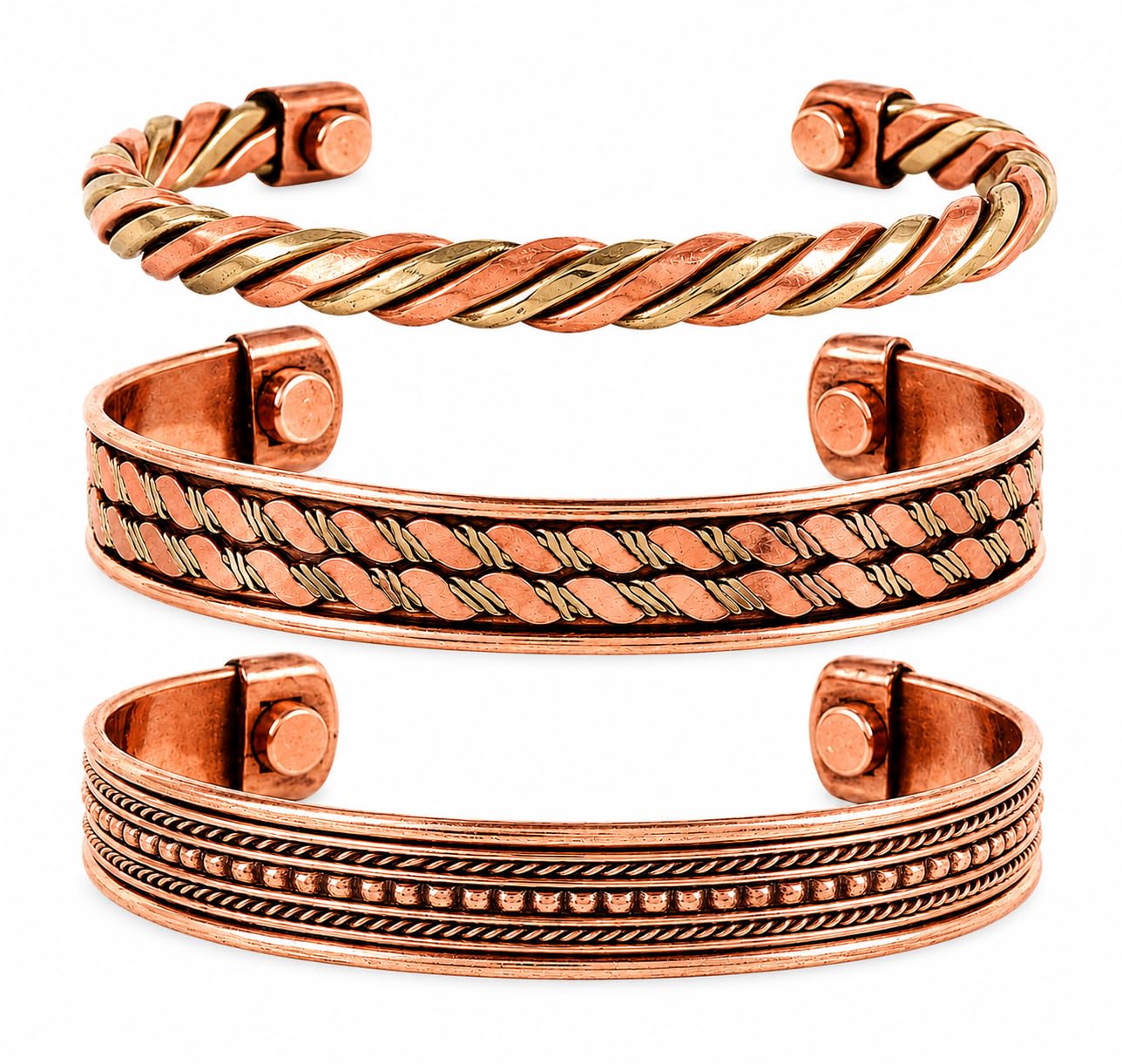 indian three metal copper brass peace healing chakra yoga meditation mantra jewelry bracelet for women and men.