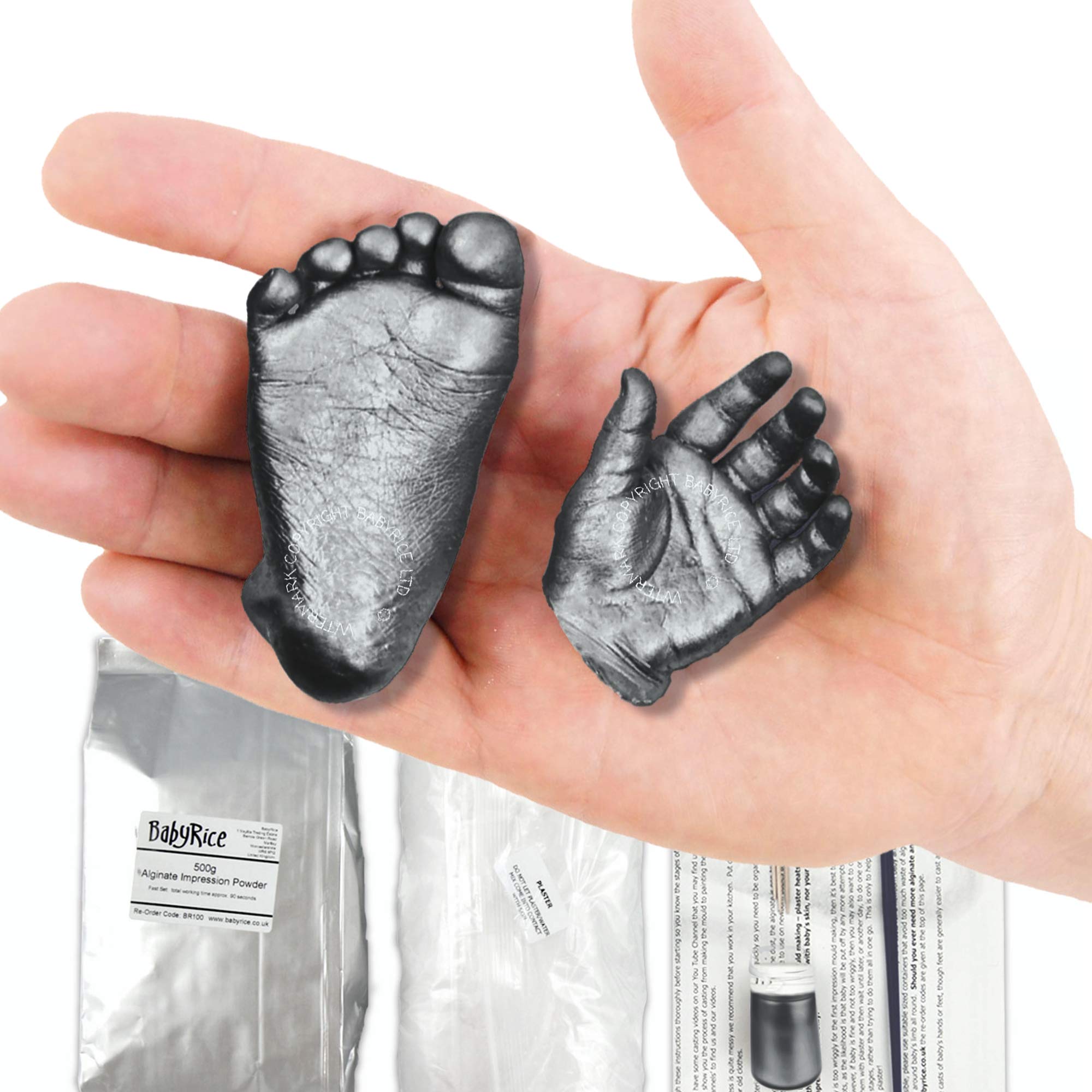 Baby Casting Kit to Make 3D Hand and Foot Plaster Casts by BabyRice (Pewter) โ image 1